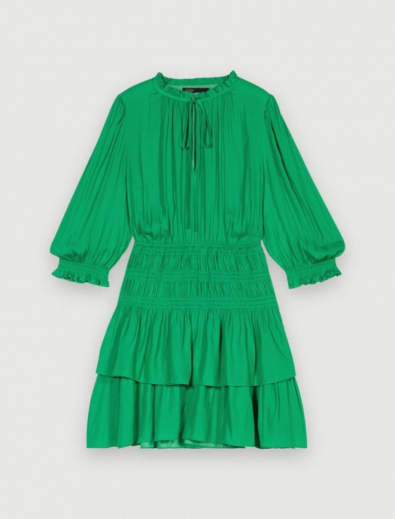 Maje Ruffled Mini-jurk Dames Groen | KANEYOR-02